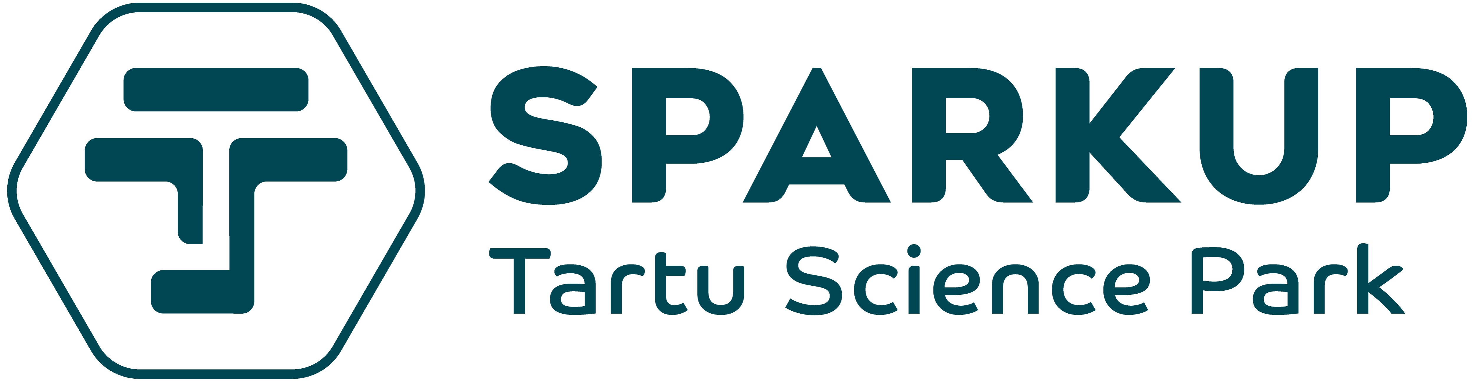 Logo of SPARKUP Tartu Science Park with a hexagon symbol to the left of the text.