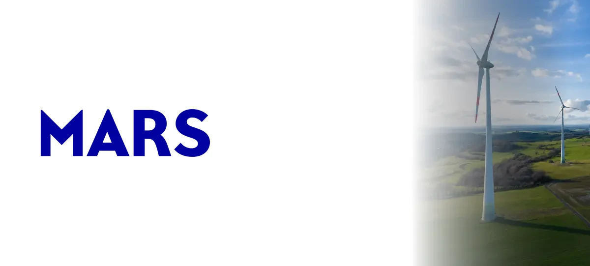 Mars logo alongside illustrative wind turbines